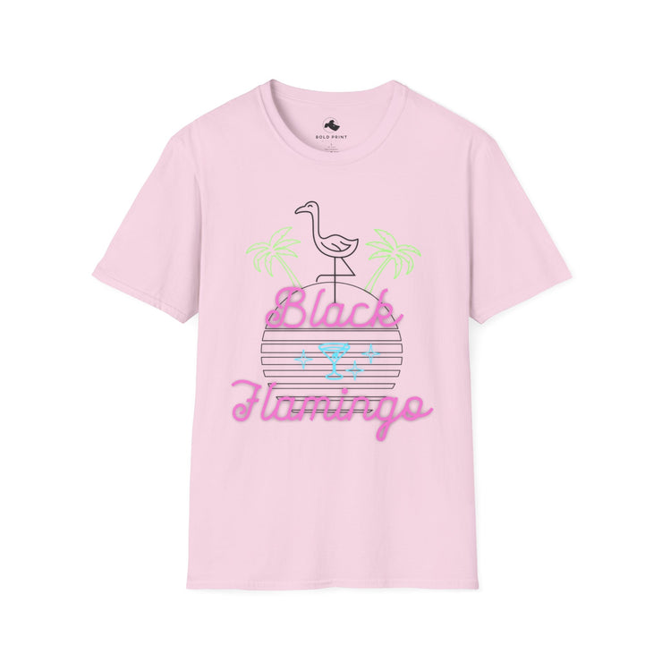 T-Shirt with Retro Flamingo Design | Casual Summer Wear, Beach Vibes, Gift for Her, Fun Vacation Outfit, Tropical Apparel