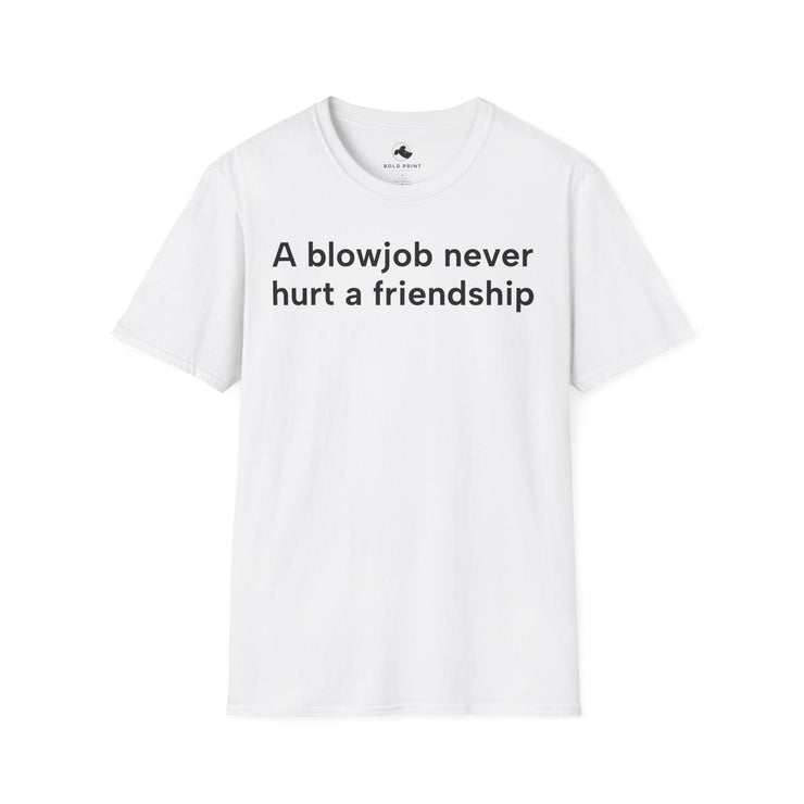 Unisex Softstyle T-shirt, Statement Tee, Funny Shirt, Pickup Line Comment T-Shirt, "Never Hurt A Friendship", Quote Shirt