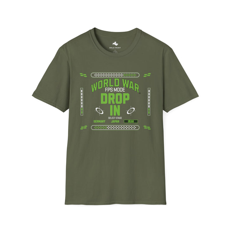 Gaming-Inspired Unisex T-Shirt - Perfect for Casual Wear, Gamer Gifts, Birthday Parties, and Gaming Events, World War FPS Mode Drop In
