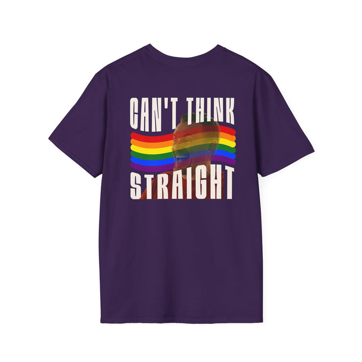 Pride Message T-Shirt, Can't Think Straight Tee, Unisex LGBTQ+ Shirt, Softstyle Tee, Comfort Wear for Pride Events, Gift for Allies V2