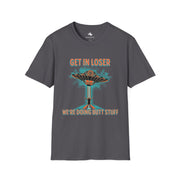 Get in Loser Funny Graphic T-Shirt, UFO Humor Tee for Parties, Gift for Friends, Casual Wear, Unisex Softstyle Shirt