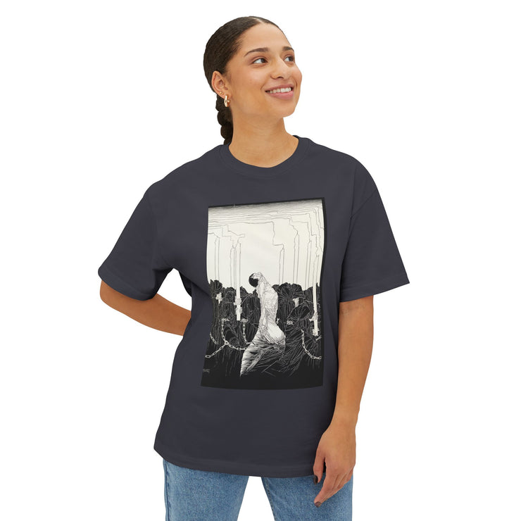 Artistic Unisex Oversized Boxy Tee - Unique Graphic Tee for Art Lovers, Casual Wear, Gift for Him/Her, Trendy Streetwear, Relaxed Fit