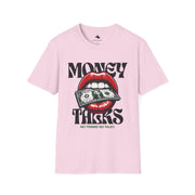 Money Talks Unisex Softstyle T-Shirt, Trendy Graphic Tee, Gift for Her, Stylish Casual Wear, Streetwear Fashion, Birthday Gift Red Lipstick