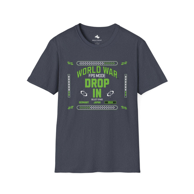 Gaming-Inspired Unisex T-Shirt - Perfect for Casual Wear, Gamer Gifts, Birthday Parties, and Gaming Events, World War FPS Mode Drop In
