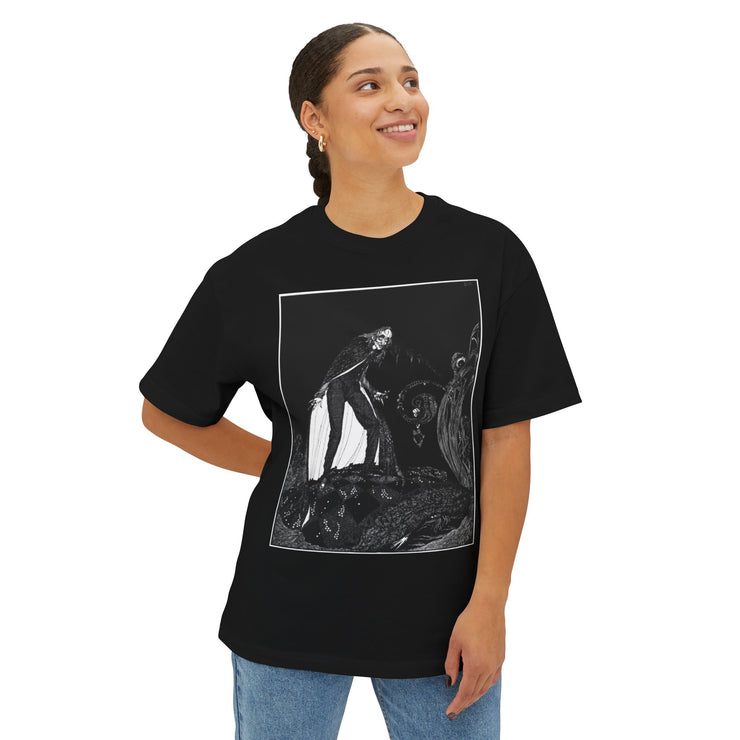 Gothic Art Oversized Tee Unisex Graphic Streetwear Shirt, Gift for Art Lovers