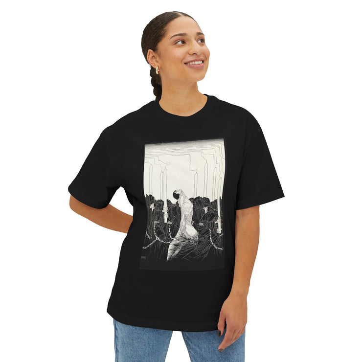 Artistic Unisex Oversized Boxy Tee - Unique Graphic Tee for Art Lovers, Casual Wear, Gift for Him/Her, Trendy Streetwear, Relaxed Fit