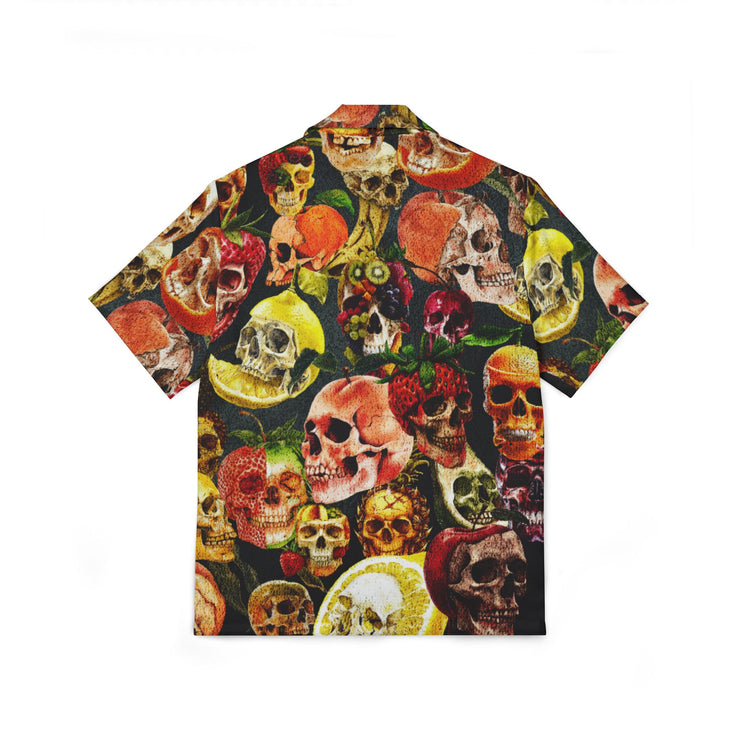 Edgy Skull Print Camp Shirt, Men's Summer Fashion, Tropical Vibes, Casual Party Wear, Unique Gift for Him, Beach Getaway
