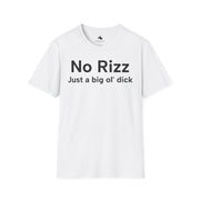 Unisex Softstyle T-shirt, Statement Tee, Funny Shirt, Pickup Line Comment T-Shirt, "No Rizz", Quote Shirt
