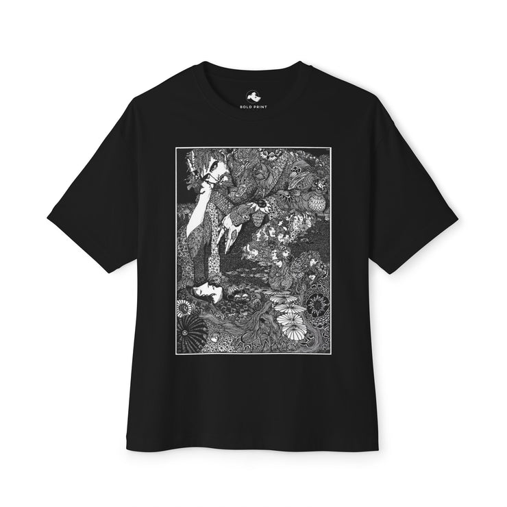 Bohemian Floral Oversized Tee Artistic Graphic Shirt, Trendy Gift Idea, Relaxed Fit