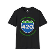 Highway 420 Unisex Softstyle T-Shirt | Adventure Shirt for Road Trips, Travel Lover Gift, Casual Wear, Eco-Friendly Tee, Fun Graphic Tee