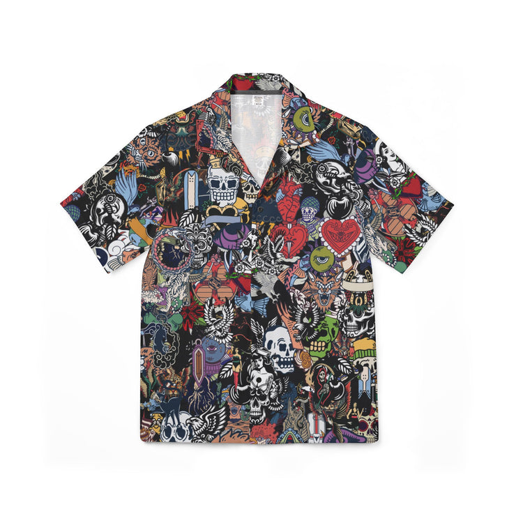 Vibrant Men's Hawaiian Camp Shirt, Tattoo Shirt, Beach Party Top, Summer Style Shirt, Casual Wear for Fun Events