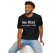 Unisex Softstyle T-shirt, Statement Tee, Funny Shirt, Pickup Line Comment T-Shirt, "No Rizz", Quote Shirt
