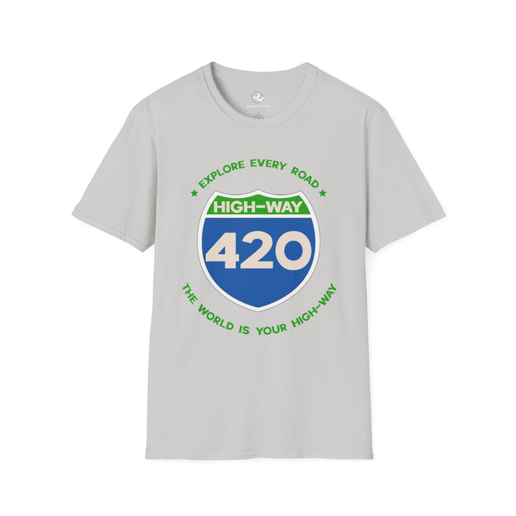Highway 420 Unisex Softstyle T-Shirt | Adventure Shirt for Road Trips, Travel Lover Gift, Casual Wear, Eco-Friendly Tee, Fun Graphic Tee