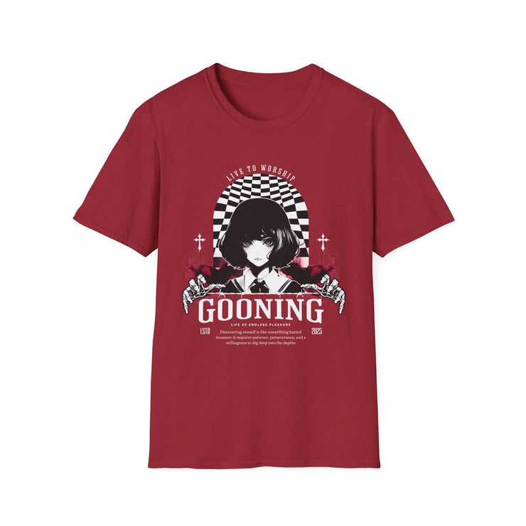 Gooning Black Softstyle T-Shirt, Unisex Graphic Tee, Casual Streetwear, Anime Lover Gift, Unique Fashion Statement