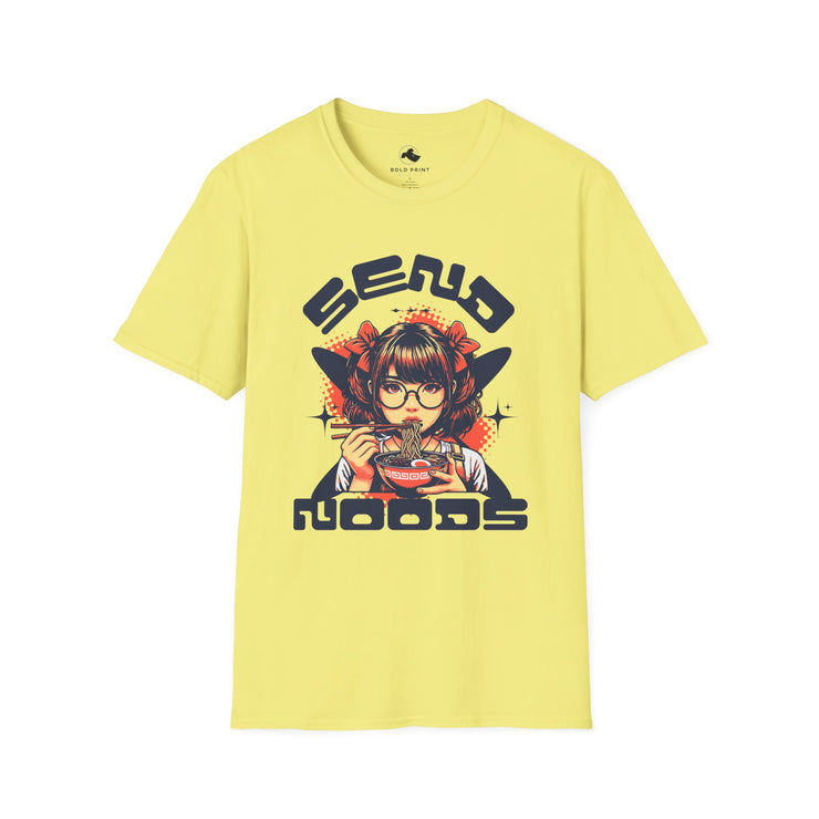 Send Noods Unisex Softstyle T-Shirt, Funny Graphic Tee, Gift for Foodies, Casual Wear, Trendy Streetwear, Soft Cotton Top