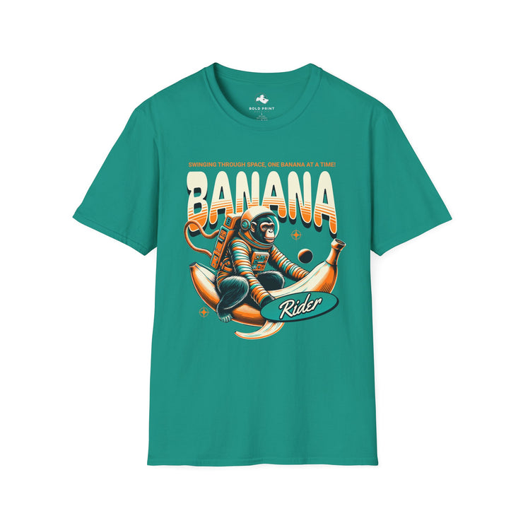 Cool Monkey Banana Rider T-Shirt | Fun Graphic Tee for Animal Lovers, Unisex Summer Style, Gift for Kids and Adults