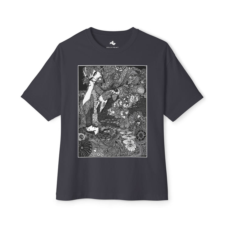 Bohemian Floral Oversized Tee Artistic Graphic Shirt, Trendy Gift Idea, Relaxed Fit