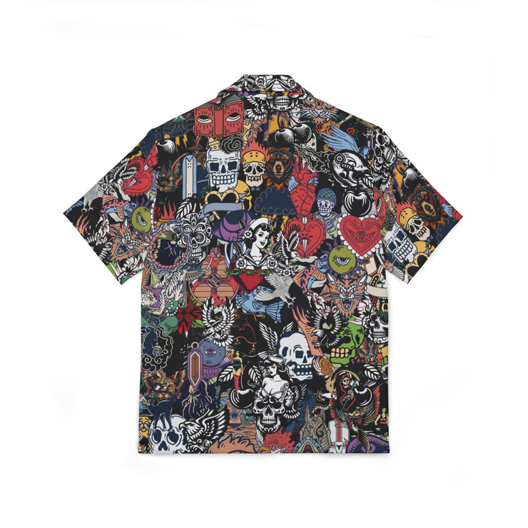 Vibrant Men's Hawaiian Camp Shirt, Tattoo Shirt, Beach Party Top, Summer Style Shirt, Casual Wear for Fun Events