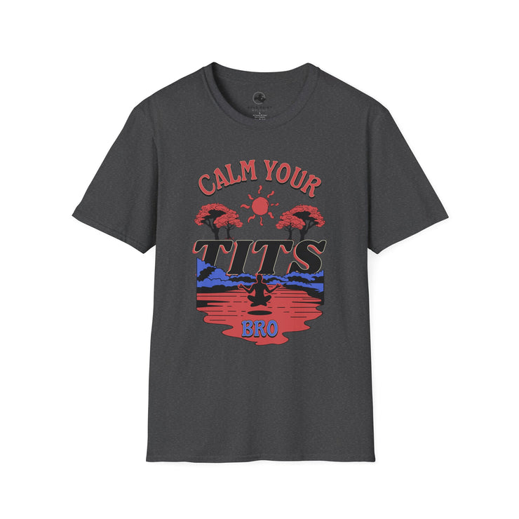 Calm Your Tits Unisex Softstyle T-Shirt | Funny Graphic Tee, Gift for Him/Her, Casual Wear, Summer Essentials, Everyday Comfort