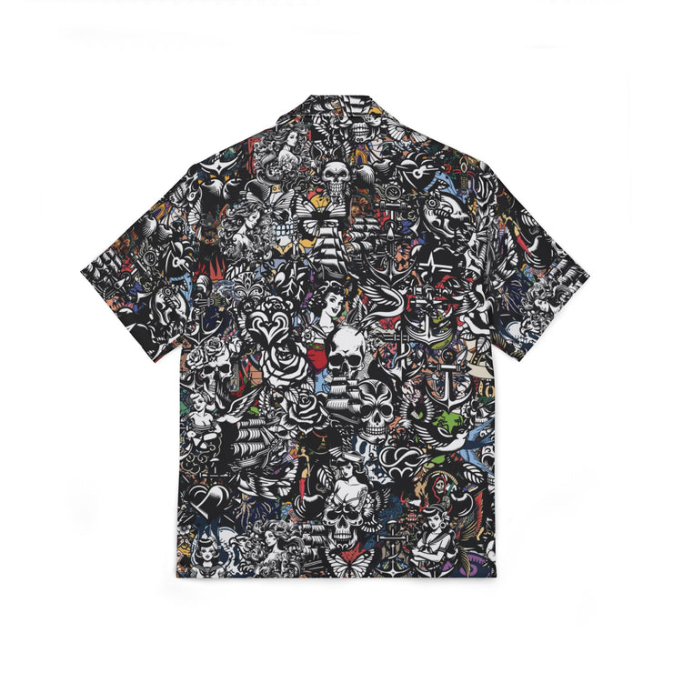 Men's AOP Hawaiian Camp Shirt, Casual Beachwear, Tattoo Vibes, Summer Parties, Vacation Style, Gift for Him