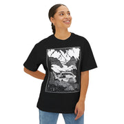 Mountain Landscape Oversized Tee - Unisex Graphic Shirt, Casual Wear, Gift for Adventurers, Nature Lover's Apparel, Eco-Friendly Style