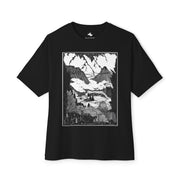 Mountain Landscape Oversized Tee - Unisex Graphic Shirt, Casual Wear, Gift for Adventurers, Nature Lover's Apparel, Eco-Friendly Style