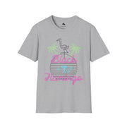T-Shirt with Retro Flamingo Design | Casual Summer Wear, Beach Vibes, Gift for Her, Fun Vacation Outfit, Tropical Apparel