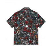 Vibrant Men's Tattoo Camp Shirt, Beach Party Top, Summer Style Shirt, Casual Wear for Fun Events