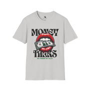 Money Talks Unisex Softstyle T-Shirt, Trendy Graphic Tee, Gift for Her, Stylish Casual Wear, Streetwear Fashion, Birthday Gift Red Lipstick