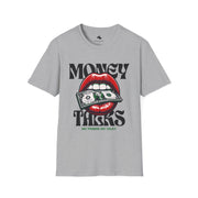 Money Talks Unisex Softstyle T-Shirt, Trendy Graphic Tee, Gift for Her, Stylish Casual Wear, Streetwear Fashion, Birthday Gift Red Lipstick