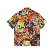 Men's Skull Print Hawaiian Camp Shirt, Cute Summer Shirt, Beachwear, Vacation Outfit, Boho Style Apparel, Trendy Summer Fashion