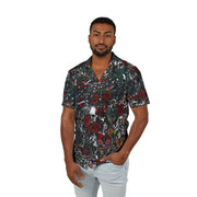 Vibrant Men's Tattoo Camp Shirt, Beach Party Top, Summer Style Shirt, Casual Wear for Fun Events