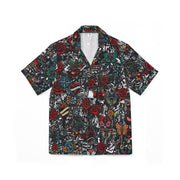 Vibrant Men's Tattoo Camp Shirt, Beach Party Top, Summer Style Shirt, Casual Wear for Fun Events