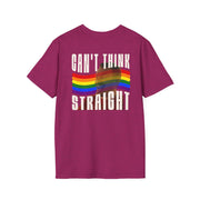 Pride Message T-Shirt, Can't Think Straight Tee, Unisex LGBTQ+ Shirt, Softstyle Tee, Comfort Wear for Pride Events, Gift for Allies V2