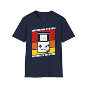 Retro Gamer T-Shirt | Wanna Play Games Bitch | Unisex Softstyle Tee | Perfect for Gamers, Birthdays, Retro Parties, or Casual Wear