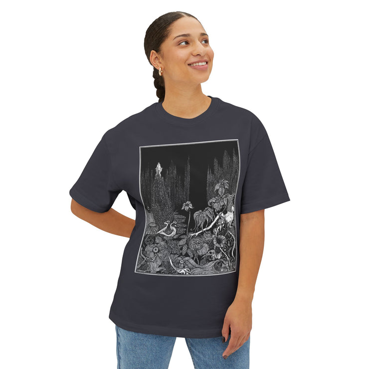 Artistic Unisex Oversized Boxy Tee with Unique Graphic Print, Casual Wear, Gift for Art Lovers, Comfy Summer Top, Perfect for Festivals