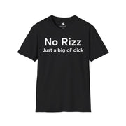 Unisex Softstyle T-shirt, Statement Tee, Funny Shirt, Pickup Line Comment T-Shirt, "No Rizz", Quote Shirt