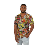 Men's Skull Print Hawaiian Camp Shirt, Cute Summer Shirt, Beachwear, Vacation Outfit, Boho Style Apparel, Trendy Summer Fashion