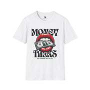 Money Talks Unisex Softstyle T-Shirt, Trendy Graphic Tee, Gift for Her, Stylish Casual Wear, Streetwear Fashion, Birthday Gift Red Lipstick