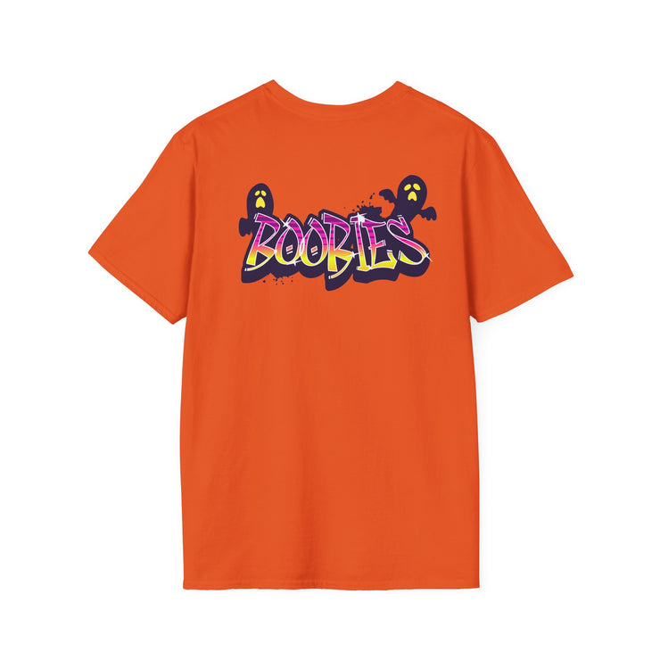 Halloween-Themed Unisex Softstyle T-Shirt, Fun Ghost T-Shirt, Spooky Apparel, Halloween Costume Ideas, Unique Graphic Tee