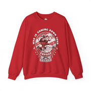 Crewneck Sweatshirt — "Who Is Coming Down Your Throat" Retro Santa Horror Graphic - Bold PrintCrewneck Sweatshirt — "Who Is Coming Down Your Throat" Retro Santa Horror GraphicSweatshirtCrewneck Sweatshirt — "Who Is Coming Down Your Throat" Retro Santa Horror Graphic