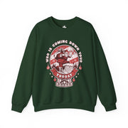 Crewneck Sweatshirt — "Who Is Coming Down Your Throat" Retro Santa Horror Graphic - Bold PrintCrewneck Sweatshirt — "Who Is Coming Down Your Throat" Retro Santa Horror GraphicSweatshirtCrewneck Sweatshirt — "Who Is Coming Down Your Throat" Retro Santa Horror Graphic