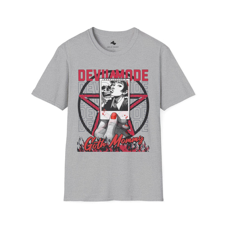 Devilmode Graphic Tee - Unisex Softstyle T-Shirt, Gothic Fashion, Festival Wear, Music Concert Outfit, Gift for Rebels - Bold PrintDevilmode Graphic Tee - Unisex Softstyle T-Shirt, Gothic Fashion, Festival Wear, Music Concert Outfit, Gift for RebelsT-ShirtDevilmode Graphic Tee - Unisex Softstyle T-Shirt, Gothic Fashion, Festival Wear, Music Concert Outfit, Gift for Rebels
