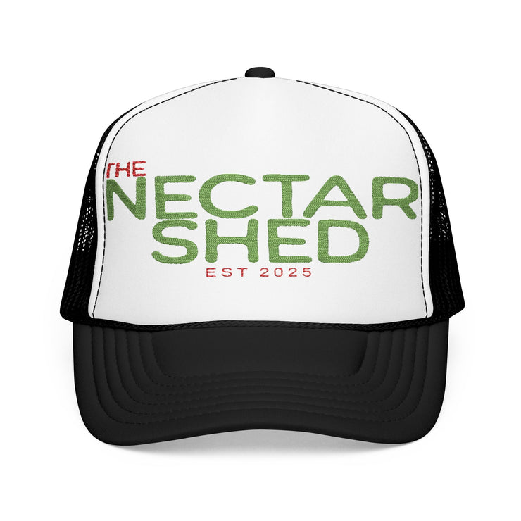 Embroidered Foam Trucker Hat - Stylish, Adjustable, Perfect for Outdoor Events, Gifts, and Casual Wear, The Nectar Shed, Trendy Cap - Bold PrintEmbroidered Foam Trucker Hat - Stylish, Adjustable, Perfect for Outdoor Events, Gifts, and Casual Wear, The Nectar Shed, Trendy CapHatsEmbroidered Foam Trucker Hat - Stylish, Adjustable, Perfect for Outdoor Events, Gifts, and Casual Wear, The Nectar Shed, Trendy Cap