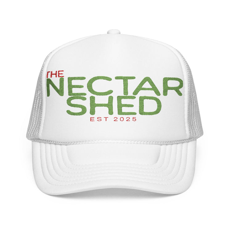 Embroidered Foam Trucker Hat - Stylish, Adjustable, Perfect for Outdoor Events, Gifts, and Casual Wear, The Nectar Shed, Trendy Cap - Bold PrintEmbroidered Foam Trucker Hat - Stylish, Adjustable, Perfect for Outdoor Events, Gifts, and Casual Wear, The Nectar Shed, Trendy CapHatsEmbroidered Foam Trucker Hat - Stylish, Adjustable, Perfect for Outdoor Events, Gifts, and Casual Wear, The Nectar Shed, Trendy Cap