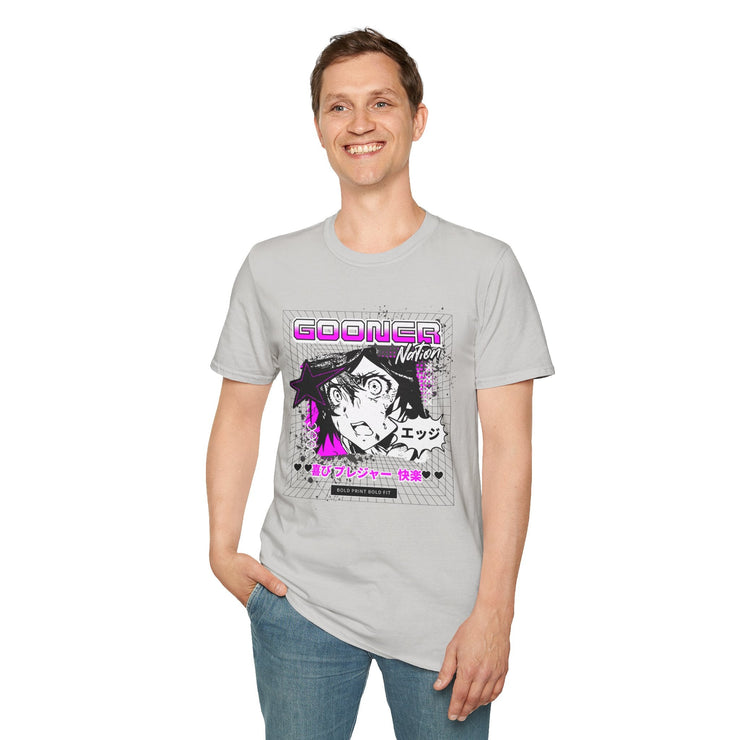 Gooner Nation Graphic T-Shirt, Unisex Softstyle Tee, Anime Style Top, Casual Wear, Perfect for Anime Lovers Purple - Bold PrintGooner Nation Graphic T-Shirt, Unisex Softstyle Tee, Anime Style Top, Casual Wear, Perfect for Anime Lovers PurpleT-ShirtGooner Nation Graphic T-Shirt, Unisex Softstyle Tee, Anime Style Top, Casual Wear, Perfect for Anime Lovers Purple