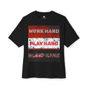 Unisex Oversized Boxy Tee - "Work Hard, Play Hard, Sleep Hard" - Casual Tee for Everyday Wear, Gift Ideas for Him/Her, Motivational [...] - Bold PrintUnisex Oversized Boxy Tee - "Work Hard, Play Hard, Sleep Hard" - Casual Tee for Everyday Wear, Gift Ideas for Him/Her, Motivational [...]T-ShirtUnisex Oversized Boxy Tee - "Work Hard, Play Hard, Sleep Hard" - Casual Tee for Everyday Wear, Gift Ideas for Him/Her, Motivational [...]