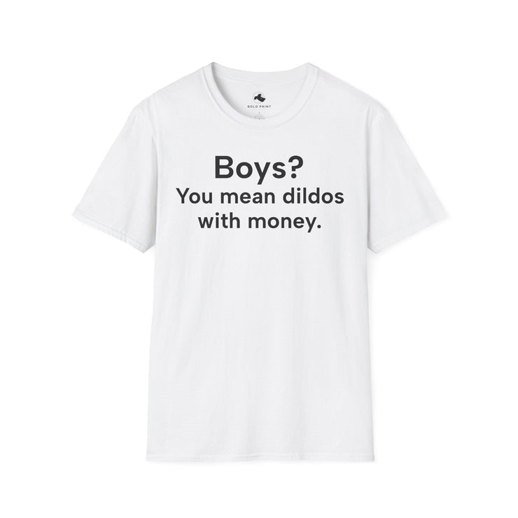 Unisex Softstyle T-shirt, Statement Tee, Funny Shirt, Pickup Line Comment T-Shirt, "Dildos With Money", Quote Shirt - Bold PrintUnisex Softstyle T-shirt, Statement Tee, Funny Shirt, Pickup Line Comment T-Shirt, "Dildos With Money", Quote ShirtT-ShirtUnisex Softstyle T-shirt, Statement Tee, Funny Shirt, Pickup Line Comment T-Shirt, "Dildos With Money", Quote Shirt