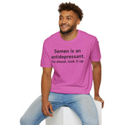 Unisex Softstyle T-shirt, Statement Tee, Funny Shirt, Pickup Line Comment T-Shirt, "Semen Is An Antidepressant", Quote Shirt - Bold PrintUnisex Softstyle T-shirt, Statement Tee, Funny Shirt, Pickup Line Comment T-Shirt, "Semen Is An Antidepressant", Quote ShirtT-ShirtUnisex Softstyle T-shirt, Statement Tee, Funny Shirt, Pickup Line Comment T-Shirt, "Semen Is An Antidepressant", Quote Shirt