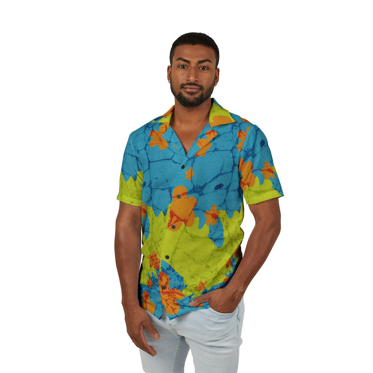 Vibrant Hawaiian Camp Shirt, Tropical Menswear for Summer, Beachwear, Luau Party Outfit, Vacation Essential - Bold PrintVibrant Hawaiian Camp Shirt, Tropical Menswear for Summer, Beachwear, Luau Party Outfit, Vacation EssentialAll Over PrintsVibrant Hawaiian Camp Shirt, Tropical Menswear for Summer, Beachwear, Luau Party Outfit, Vacation Essential